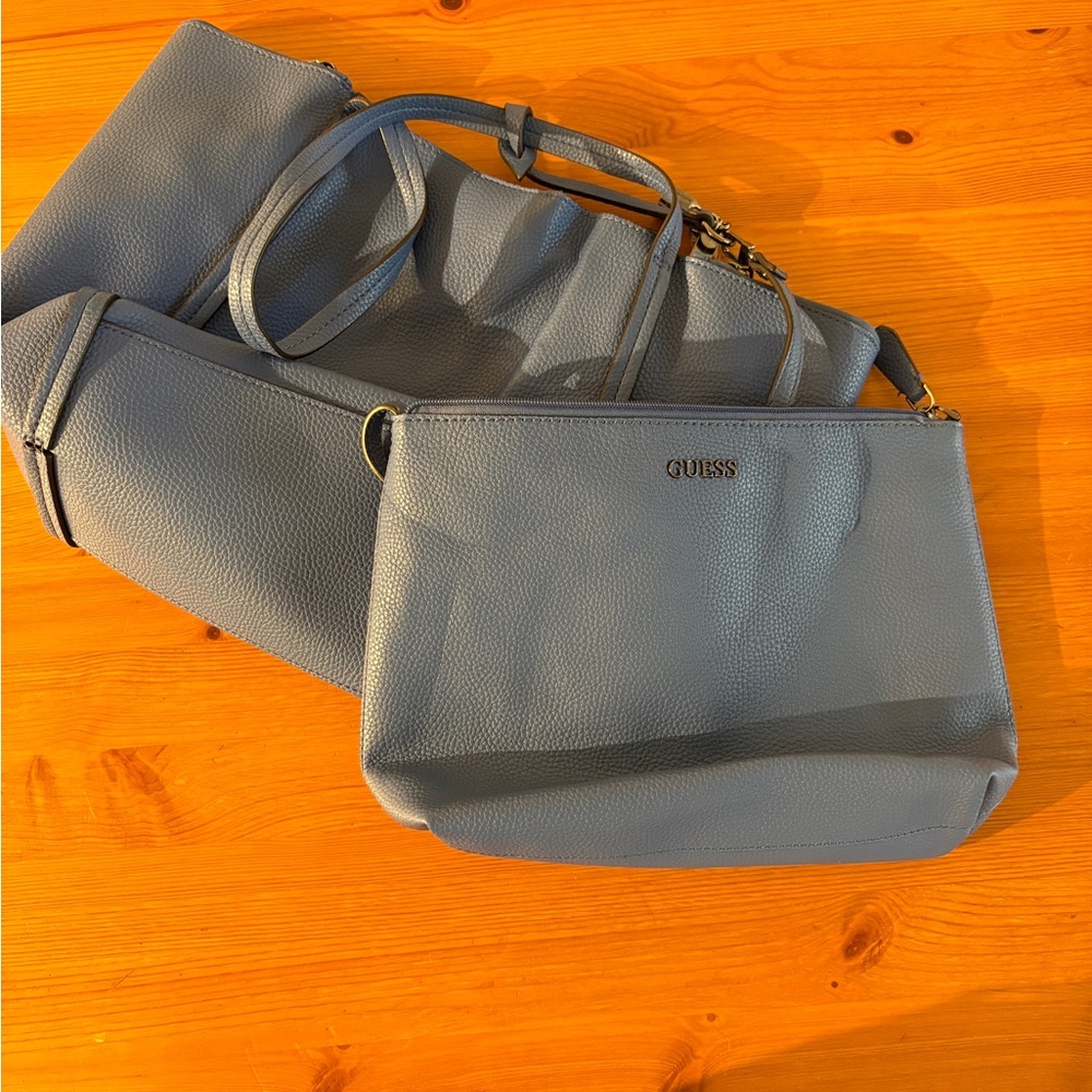 GUESS Sky Blue Large Slouchy Tote Bag - Picture 4 of 5